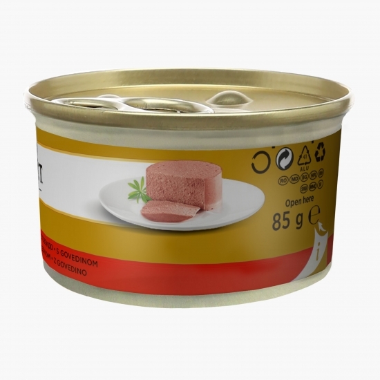 Hrană umedă pentru pisici, mousse, 85g, cu vită 