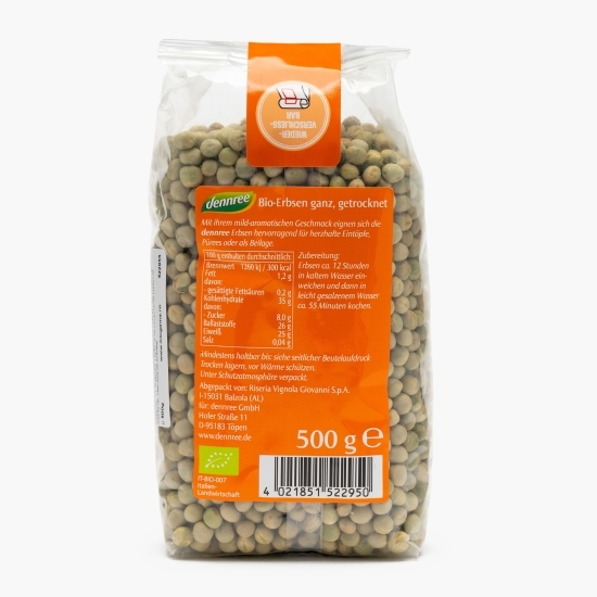 Mazăre verde întreagă eco, 500g