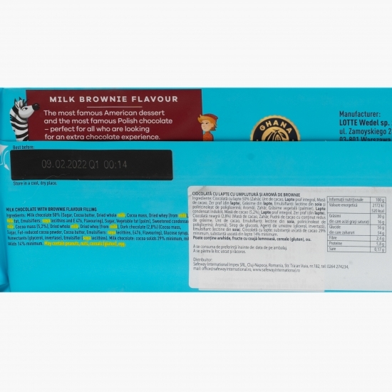 Ciocolată cu lapte și umplutură cu aromă de brownie 290g