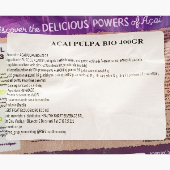 Acai eco piure pentru mic dejun și smoothie 4x100g