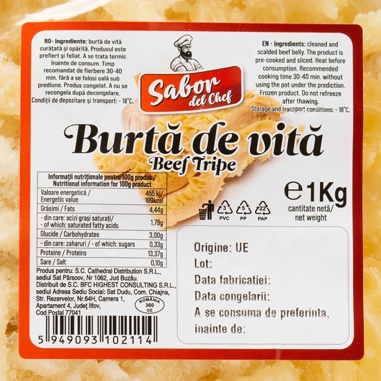 Burtă de vită, fideluță 1kg