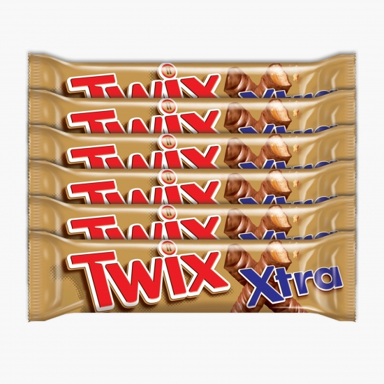 Baton de biscuit și caramel învelit în ciocolată cu lapte Xtra 6x75g, 450g