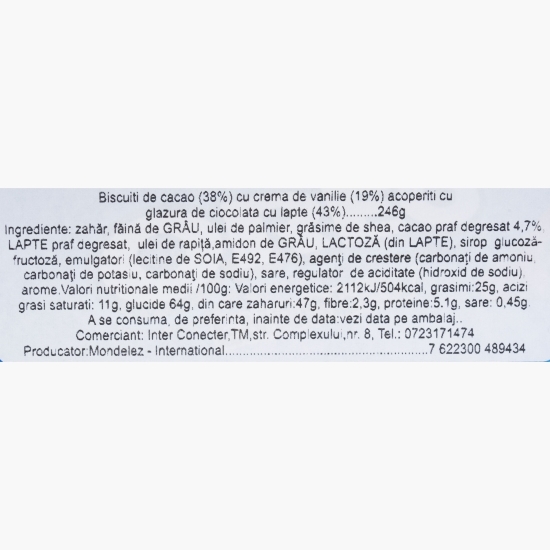 Biscuiți de cacao înveliți în ciocolată cu lapte 246g