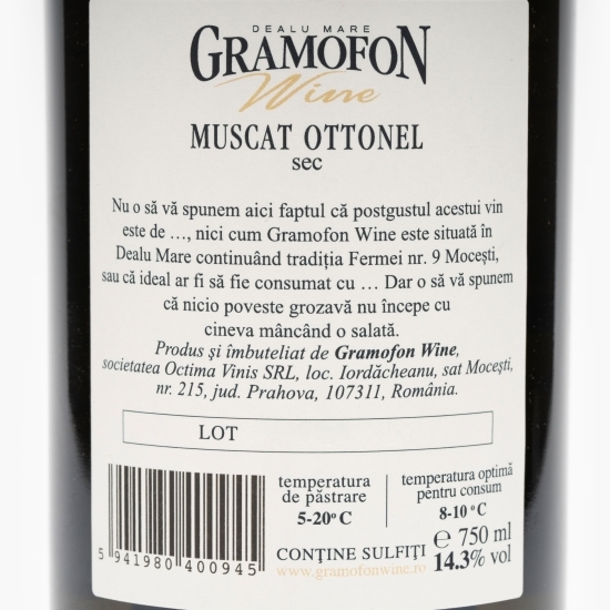 Vin alb sec Muscat Ottonel, 14.3%, 750ml