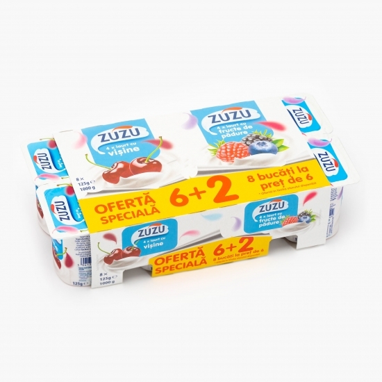 Pachet iaurt cu vișine și fructe de pădure 8x125g