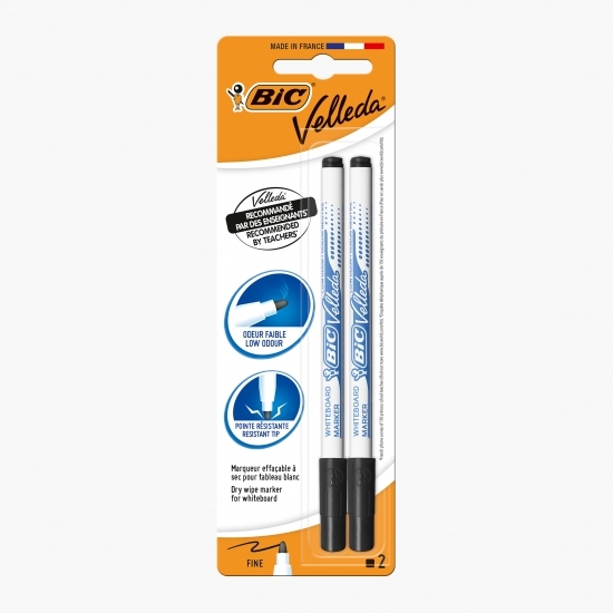 Set 2 markere pentru tablă albă Velleda 1721 negru