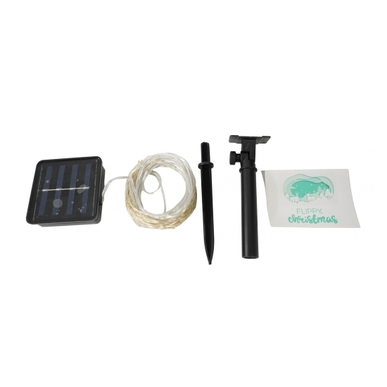 Instalație Crăciun, 10 metri, 100 de LED-uri, alb cald, cu energie solară, fir de cupru, liniar,