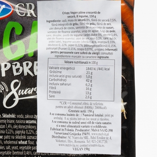 Crackers vegani cu legume 150g