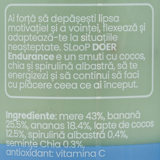 Smuti Up Doer cu cocos, ananas, chia și spirulină 0.25l