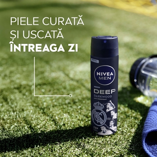 Deodorant spray pentru bărbați Men Deep Darkwood, ediție limitată Real Madrid 150ml