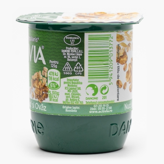 Iaurt cu ovăz integral și nuci 125g