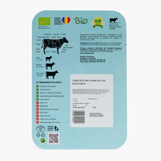 Cubulețe din carne de vită eco 450g