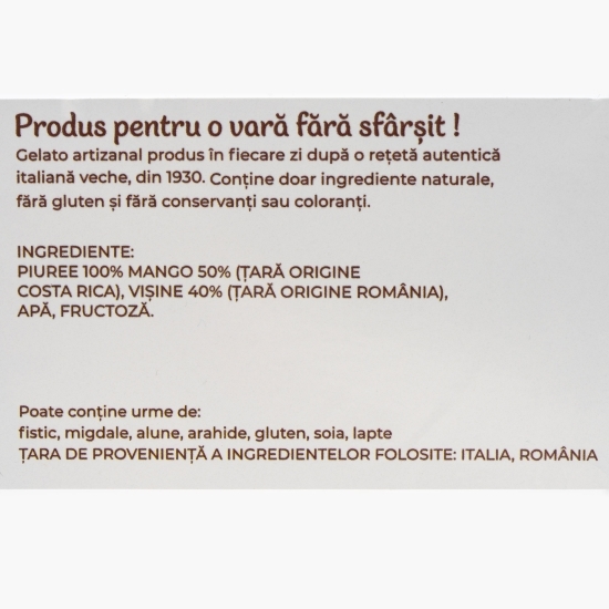 Înghețată italiană artizanală (gelato) vișine + mango(vegan și fără zahăr) 300g
