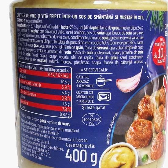 Chifteluțe de porc și vită coapte în sos franțuzesc 400g