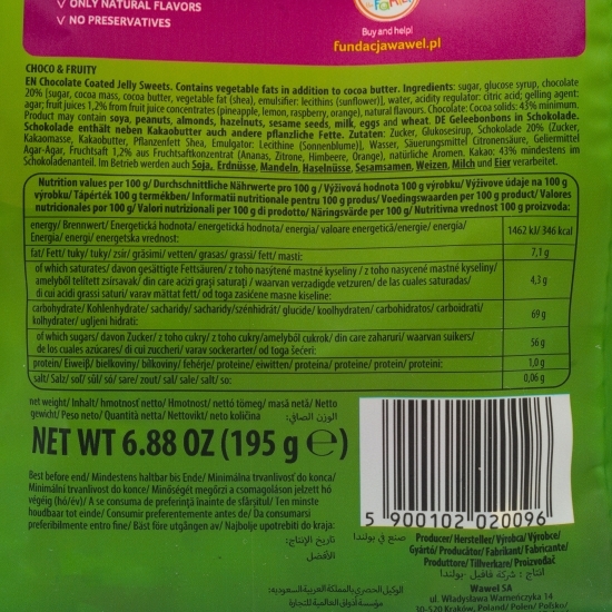 Jeleuri de fructe învelite în ciocolată Choco&Fruit 195g