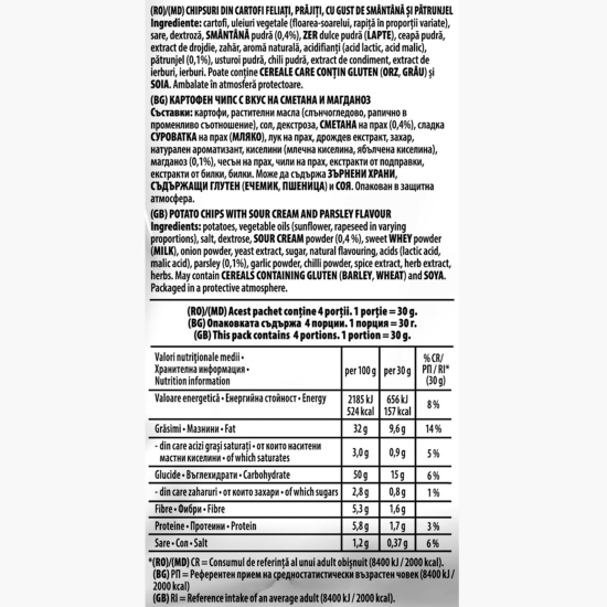 Chipsuri Intense cu smântână și pătrunjel 120g