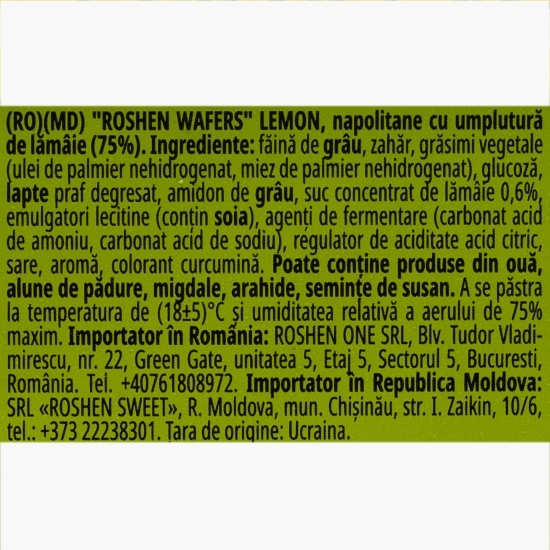 Napolitane cu umplutură de lămâie 72g