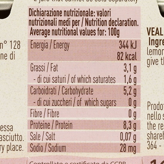 Piure din carne de vițel eco pentru bebeluși 2x80g
