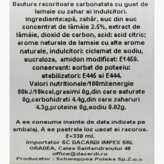 Băutură carbogazoasă Lemon, 0.33l