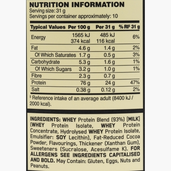 Proteine din zer 100% Whey Gold Standard, aromă ciocolată, 310g