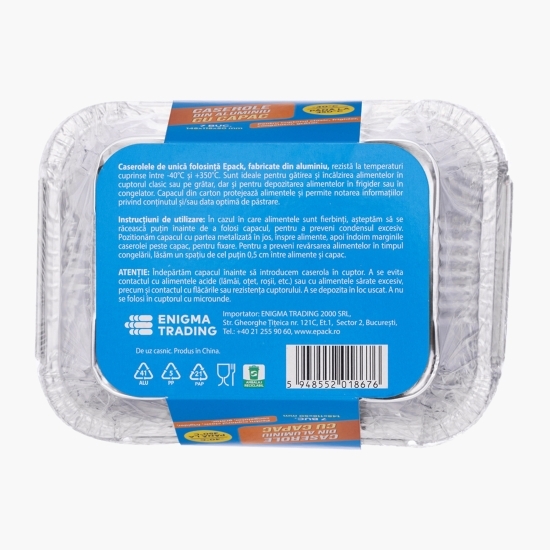 Caserole din aluminiu cu capac, 148x118x50mm, 7 buc
