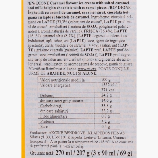 Înghețată de caramel sărat, 3x90ml (3x69g)