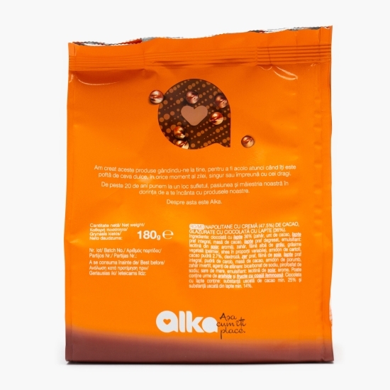 Napolitane cu ciocolată cu lapte și cremă de cacao 180g