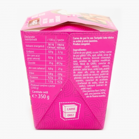 Pui în sos Teriyaki iute-dulce cu orez Jasmine 350g