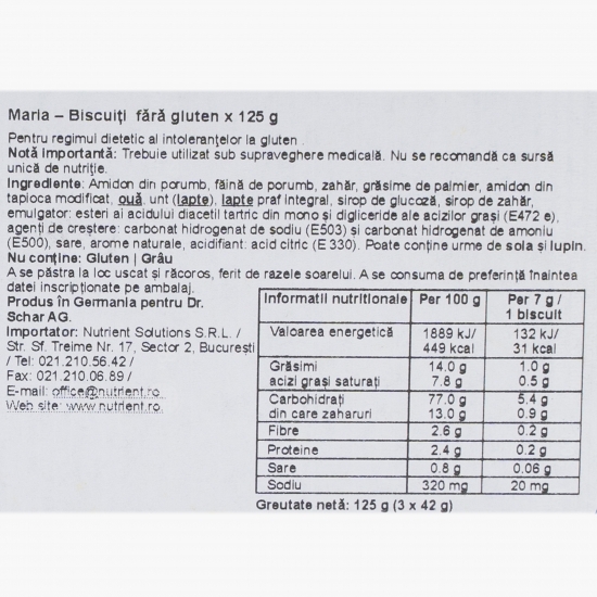 Biscuiți fără gluten Maria 125g