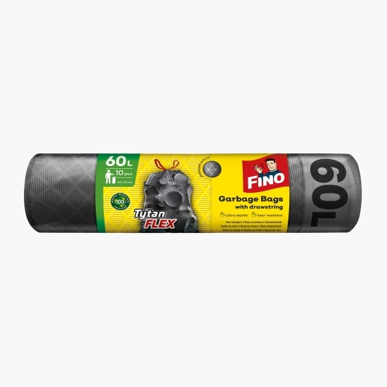 Saci menajeri embosați cu șnur 60l 10 buc
