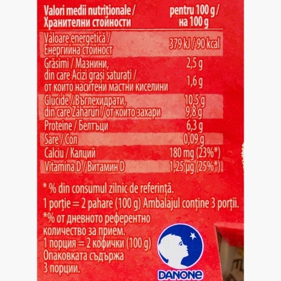 Brânzică de vaci pentru copii cu piure de pepene, piersici și ananas 6x50g