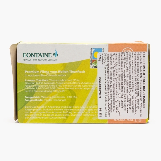 File de ton alb în ulei eco de măsline, 120g