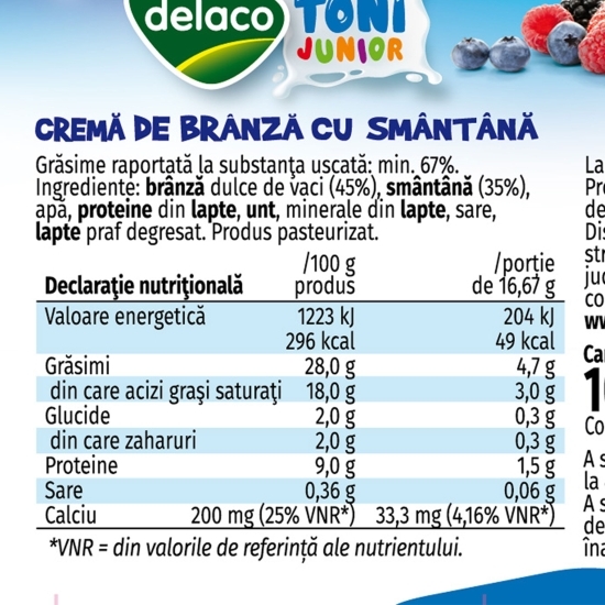 Cremă de brânză cuburi cu smântână Toni Junior 100g