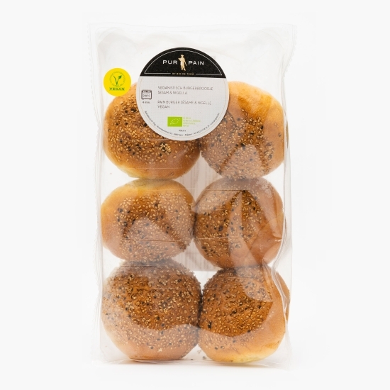 Chiflă Burger cu semințe de susan și Nigella precoaptă, eco 6x80g 
