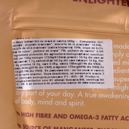 Mic dejun instant eco cu maca și vanilie 360g