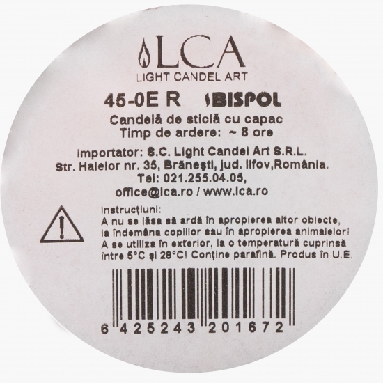 Candelă din sticlă, roșu - 10 ore