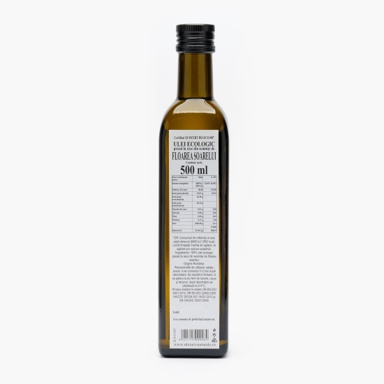 Ulei ecologic extravirgin de floarea-soarelui, presare la rece 0.5l