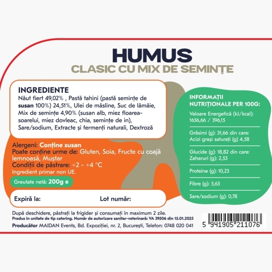 Hummus clasic cu semințe 200g