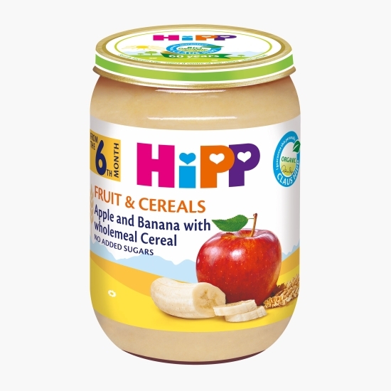Piure eco cereale, mere și banane, +6 luni, 190g