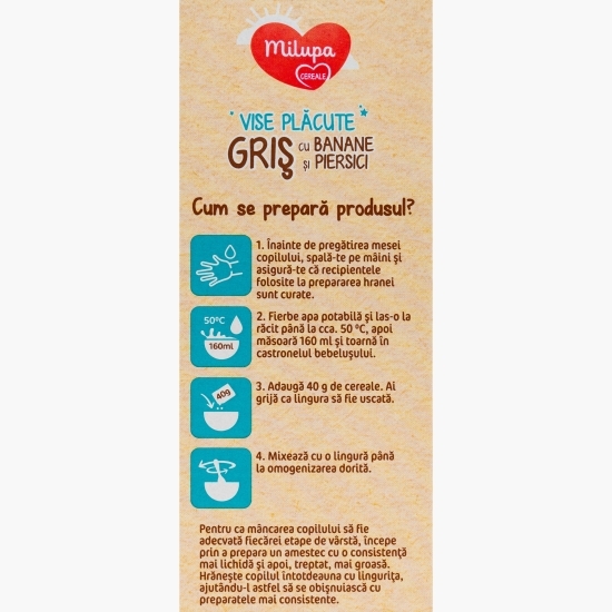 Cereale griș cu banane și piersici Vise plăcute de la 6 luni 250g