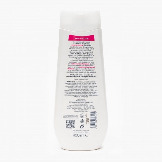 Gel duș cremă Exotic Elixir, merișor și fructul pasiunii, 400ml