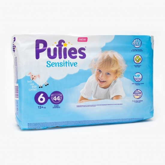 Scutece Sensitive, 6 Extra Large, Maxi Pack, 13+kg, 44 buc