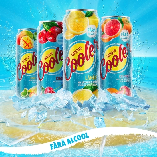 Bere blondă fără alcool cu aromă de mango și lime doză 0.5l