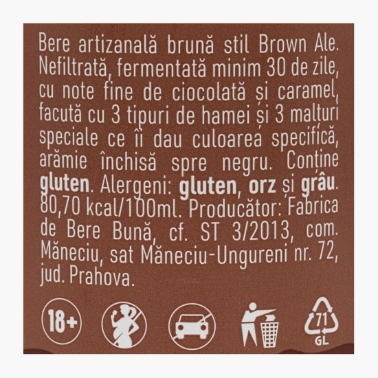 Bere artizanală nefiltrată brună sticlă 0.5l