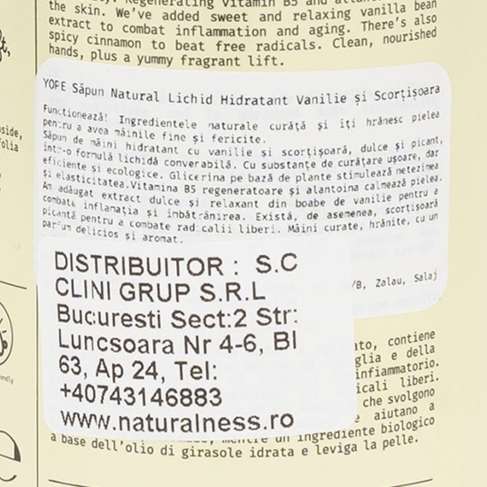 Săpun lichid natural hidratant, vanilie și scorțișoară 0.5l