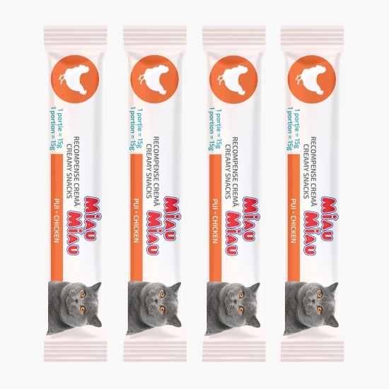 Recompense cremoase pentru pisici, cu pui, 4x15g (60g)