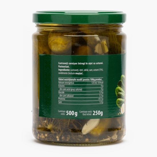 Castraveți cornișon în oțet cu usturoi 500g