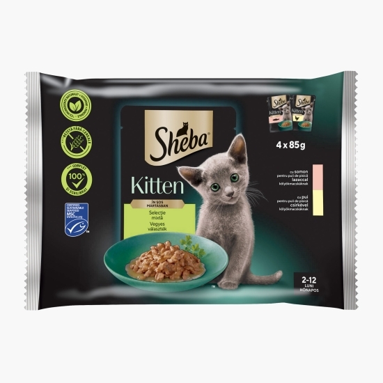 Hrană umedă pentru pisici junioare, 4x 85g, selecție mixtă în sos