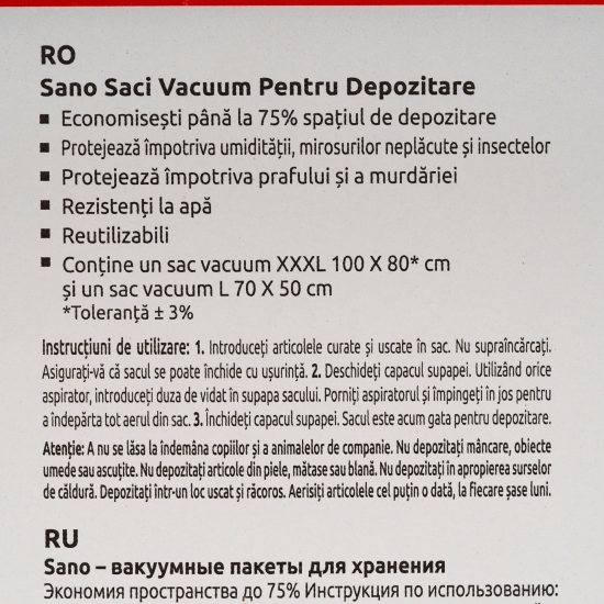 Saci vacuum pentru depozitare, 1 buc XXXL 100x80cm și 1 buc L 70x50cm