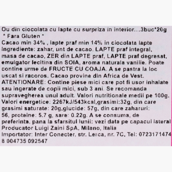 Ouă de ciocolată cu surprize Hello Kitty 3x20g
